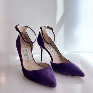 Jimmy Choo Purple Suede D’Orsay Pumps Heels Size 37 4” Designer